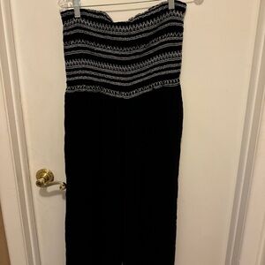 City Chic Black and White Strapless Jumpsuit